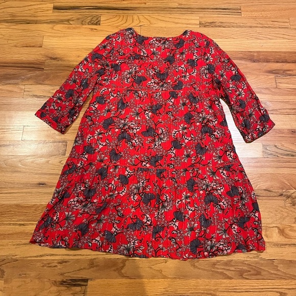 BA&SH Eve Smoked Tunic Dress Red Floral Large - Picture 8 of 8